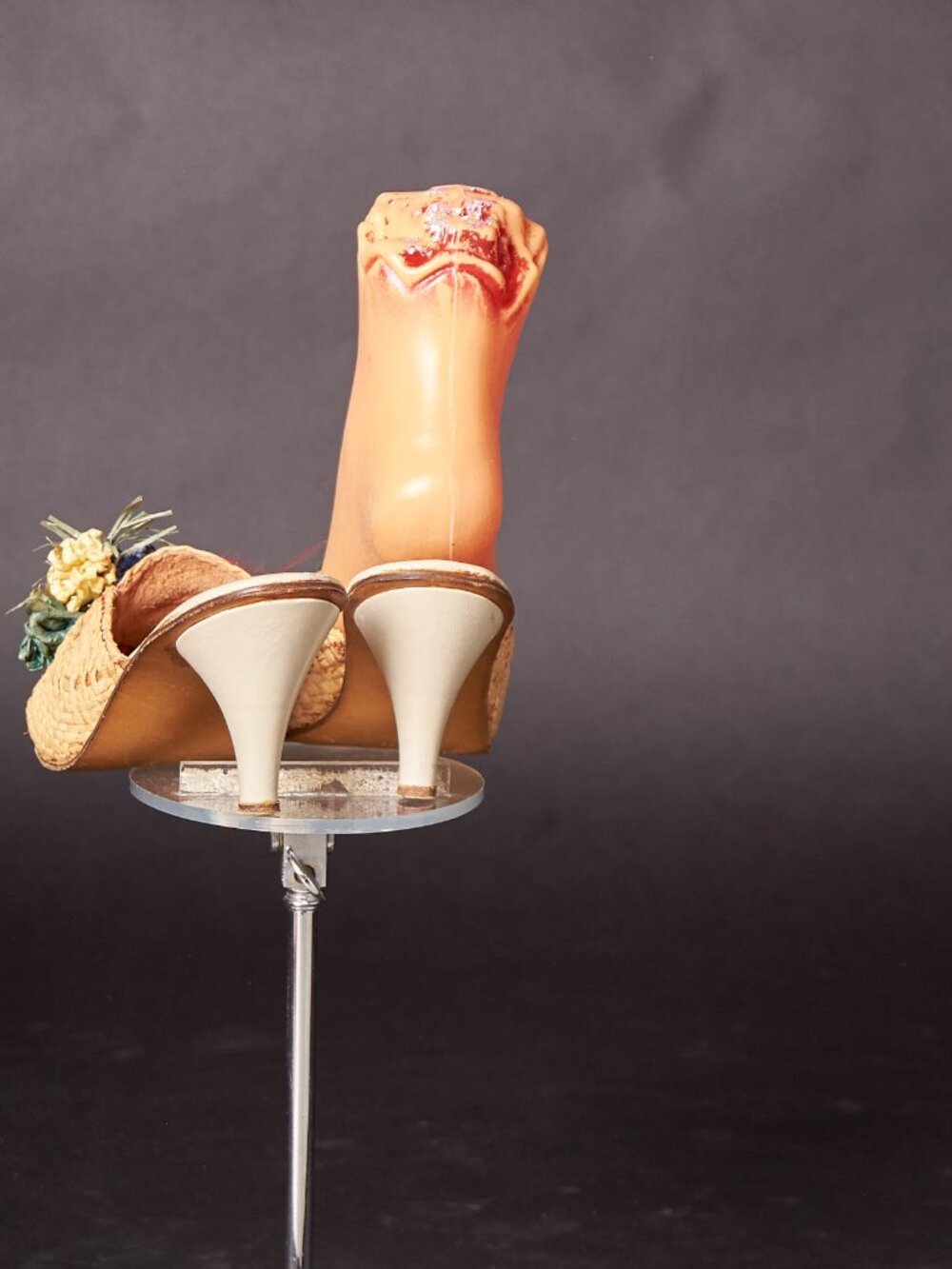 1950s Golo Straw Heels With Raffia Straw Flowers